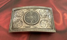 VTG Antique Jalisco VHLC Eagle 50 Sterling Silver Tribal Aztec Mayan Belt Buckle