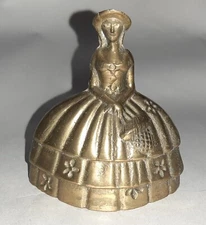 Brass Southern Lady Bell Full Dress Bonnet Basket in Hand 3 1/2" tall Bell