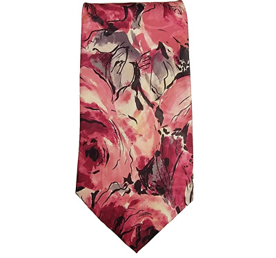 Van Heusen Mens Tie 58x3.75 Valentines Day Pink Abstract Floral Love Boyfriend