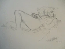 STANDISH COLECTION DRAWING NUDE PORTRAIT PRETTY WOMAN EXPRESSIONISM MID CENTURY