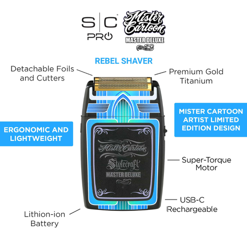 StyleCraft Rebel Super Torque & Rebel Master Cartoon Limited Edition Shaver Pack - Picture 3 of 4