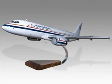 Airbus A320 Albanian Airlines Desk Wood Airplane Model Small Scale 1/130