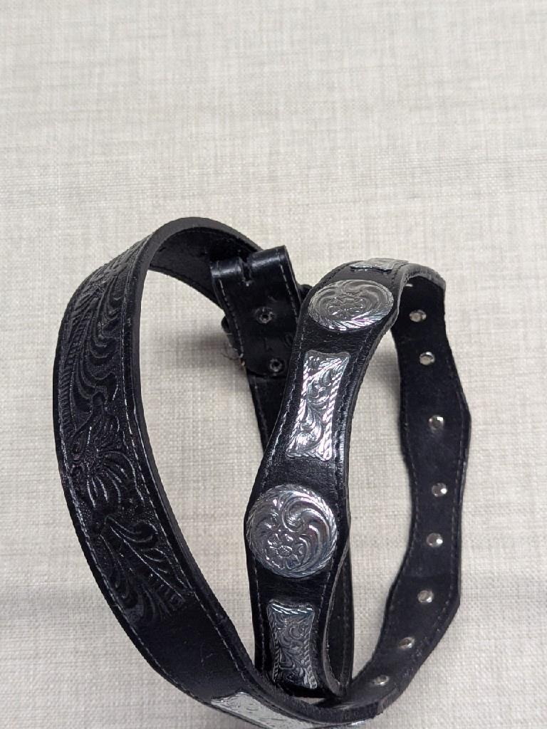 vintage HANDCRAFTED buckle bet CONCHO cowhide leather 42  display picture 3