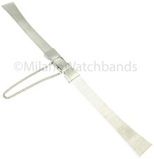 10mm Gilden Vintage Silver Tone Clasp Ladies Watch Band With Saftey Chain 1014-S