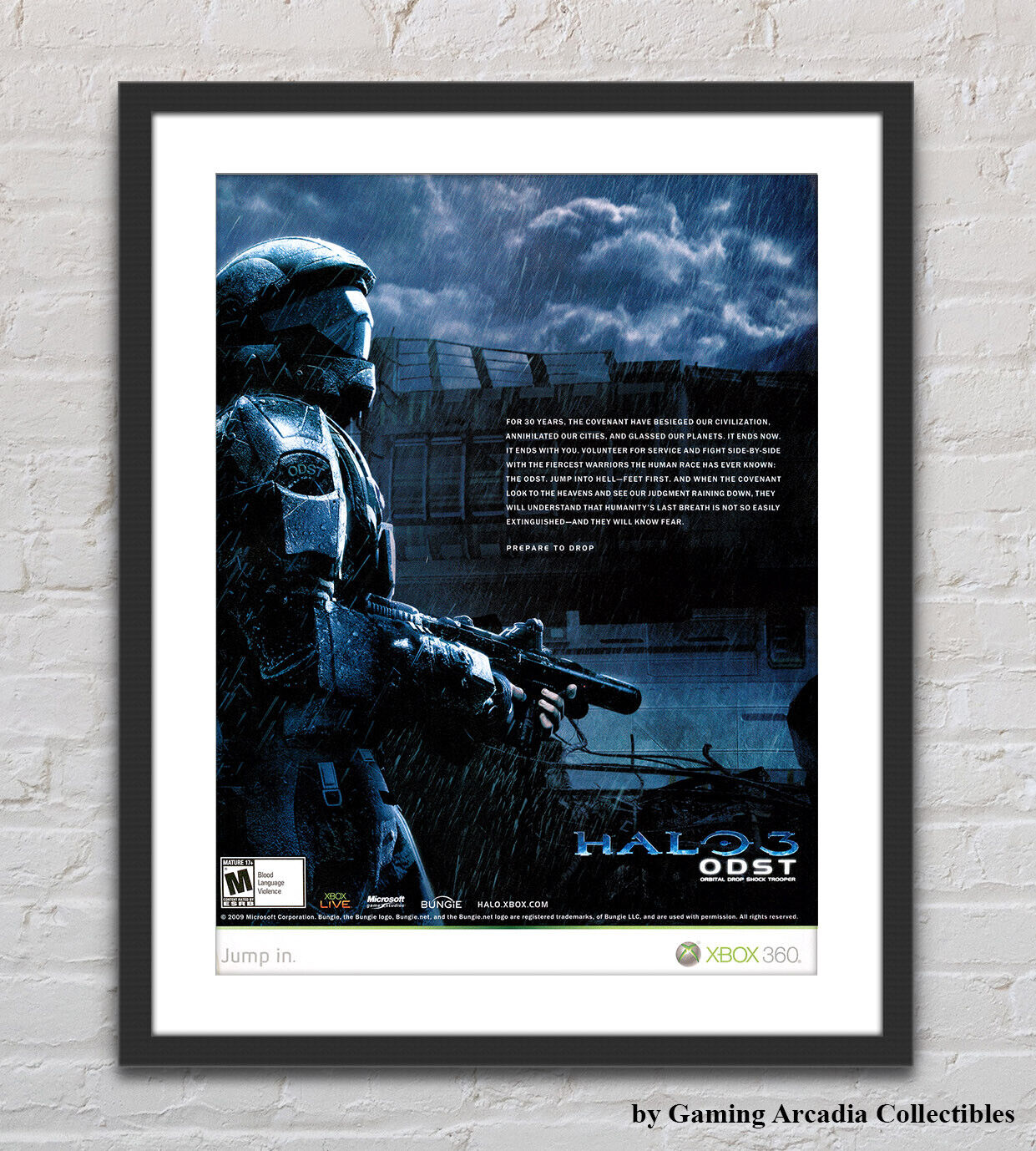 Halo Reach Xbox 360 Xbox One Rare Old Small Promo Poster / Ad Page Framed