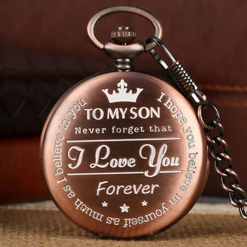 Engraved Pocket Quartz Watch Watch Chain Watches Men Boy Gift