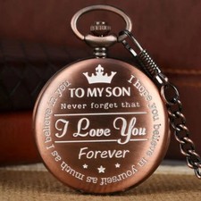 Engraved Pocket Quartz Watch Watch Chain Watches Men Boy Gift Present To My Son
