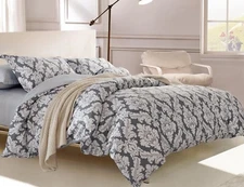 King Size Medallion Print Cotton Bed Set:1 Duvet Cover & 2 Pillow Shams (H2779)