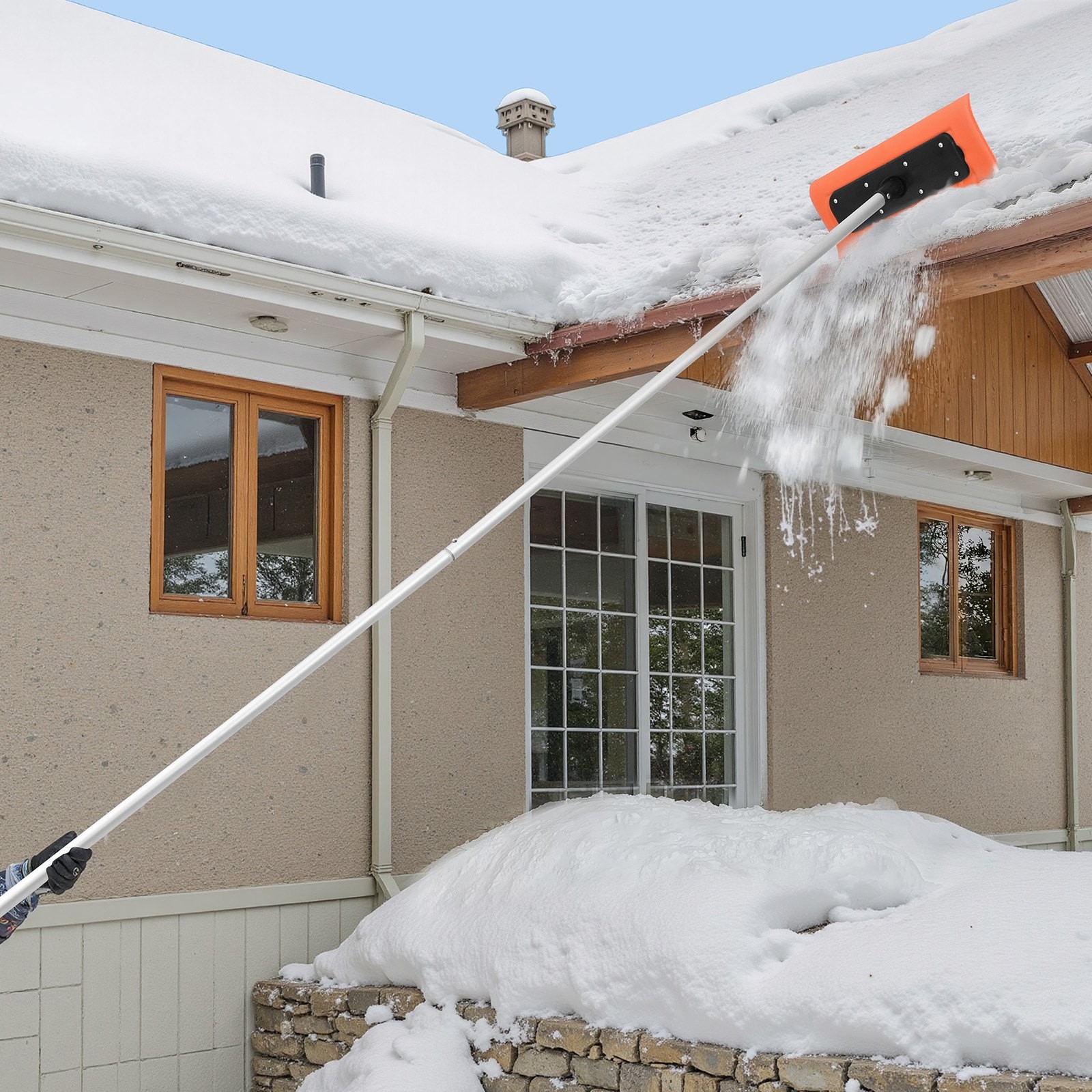 VEVOR?Snow?Roof?Rake;?17.7?in?Foam?Blade;?7.3-18.4?ft?Adjustable?Roof?Snow?Scrap