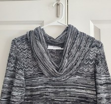 Studio One New York Black and White Cowl Neck Dress, Perfect for Winter, Large