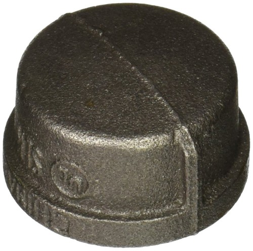 LDR Industries black malleable iron pipe cap 1 1 4 inch threaded fitting 150 PSI