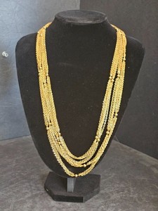 Monet Gold Tone Strand Layered Chain and Ball Necklace