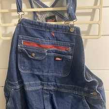 Dickies Bib Overalls Men 46x33 Denim Carpenter Loop Pockets Dark Indigo Wash XL