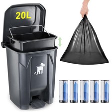 20L Dog Poop Trash Can with Lid - Outdoor Dog Poo Bin for Garden with Removable 
