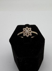 Pandora 14K Yellow Gold Lace Botanique Ring W/ Clear CZ Sz 8 (58)