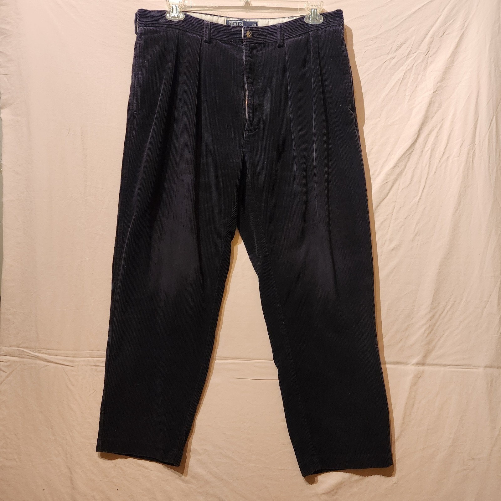 Vintage Polo Ralph Lauren Andrew Pant Mens 36x27 Navy Blue Corduroy Pants