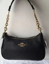 New C.oach Teri CA209 Fashion Women's Black Shoulder Bag Leather