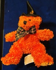 Russ Berrie Halloween Orange Witch Bear Hocus Plush Stuffed Animal Toy 11"
