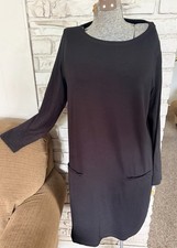 Eileen Fisher  Black Long-Sleeved Dress Petite Large Made in USA