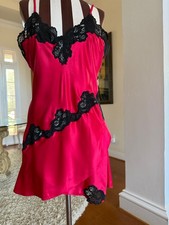 VTG Victoria s Secret Gold Label Red Satin Lace Lingerie Slip Dress M Babydoll