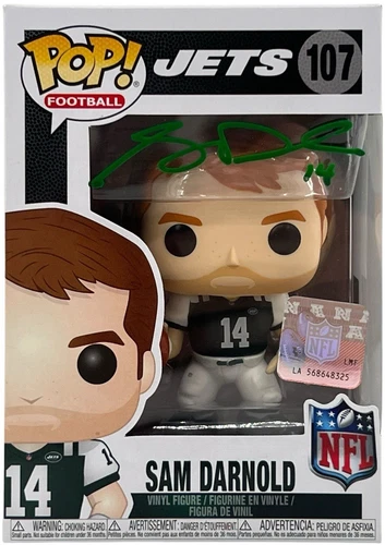 Sam Darnold Signed VAULTED Funko Pop #107 Beckett Witnessed