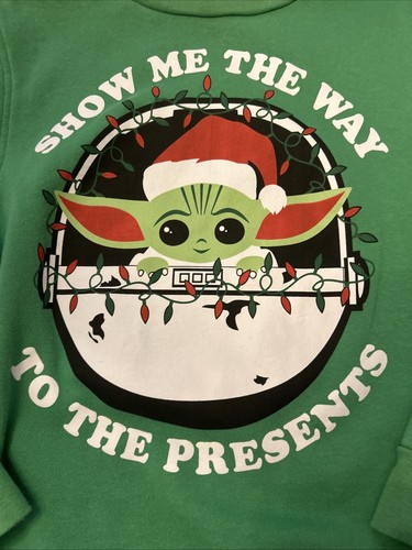 Star War Youth Boys Grogu Show Me The Way To The Presents Sweatshirt NWT Large - Picture 2 of 4