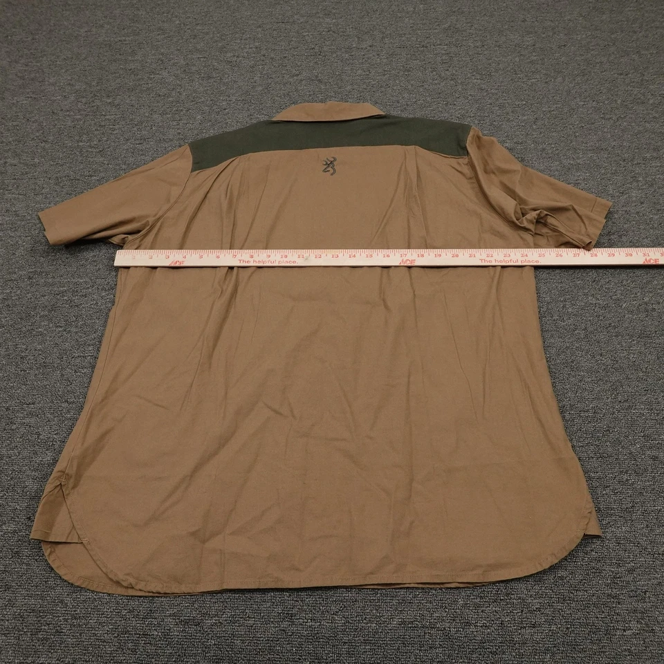 Browning Shirt Mens Extra Large Brown Green Short Sleeve Button Front Hunting - Image 3 of 4