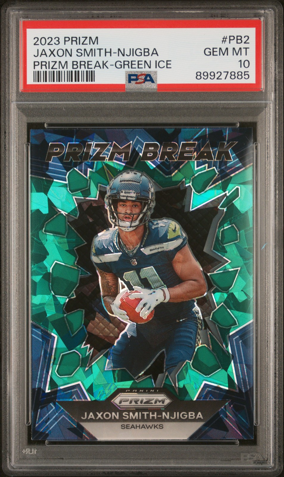 2023 PANINI PRIZM PRIZM BREAK GREEN ICE #PB2 JAXON SMITH-NJIGBA ROOKIE RC PSA 10