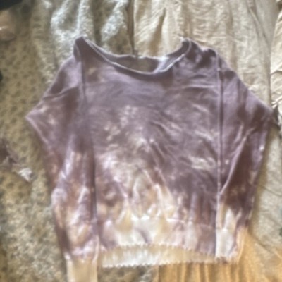 Allison Joy Women s Purple/Beige Tie-Dye Knit Cropped Crewneck Sweatshirt M