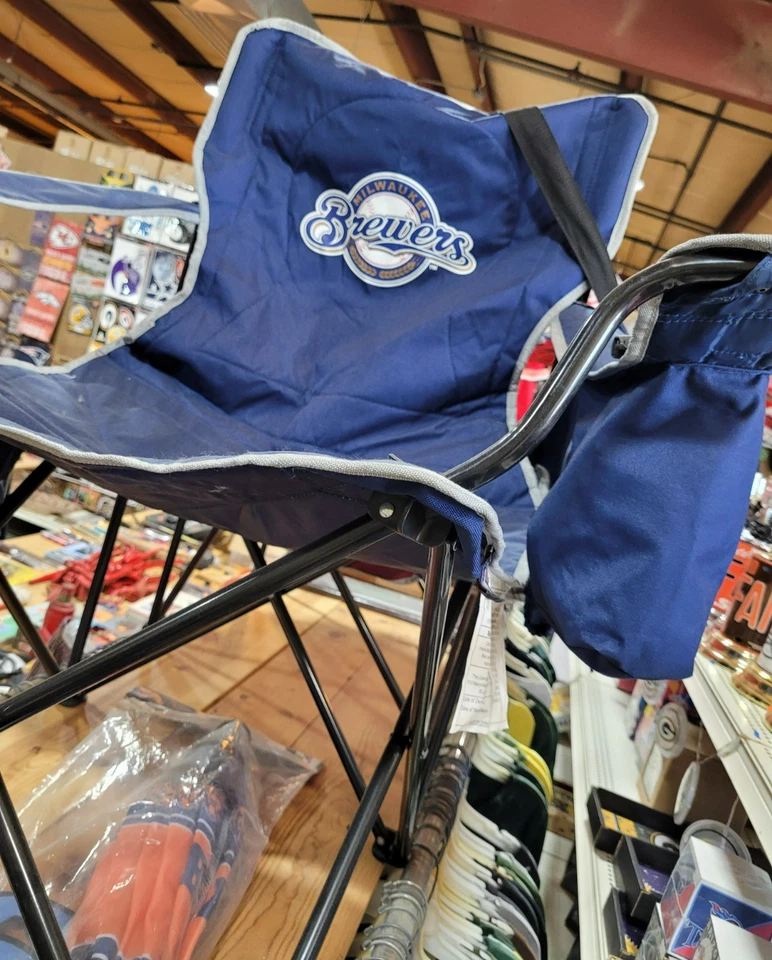 MLB Milwaukee Brewers XL Cooler Quad Chair, NEW - Image 2 of 4