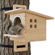 Large Outdoor Squirrel House, Puzzle-Style DIY Kit with Tree Straps