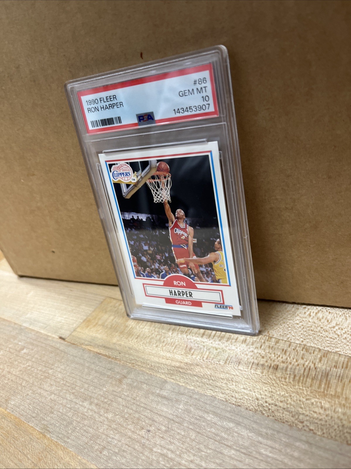 1990 Fleer Basketball, Ron Harper LA Clippers PSA 10. G1 view 3