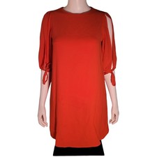 Mossimo Bright Orange Cold Shoulder Dress XS Modest Midi Tunic Dopamine Color
