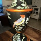 Vintage High Quality French Country Metal Lamp 28” Painted Birds And Foliage — photo 10
