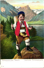 Vintage Costume Postcard Embossed With Silk Pieces