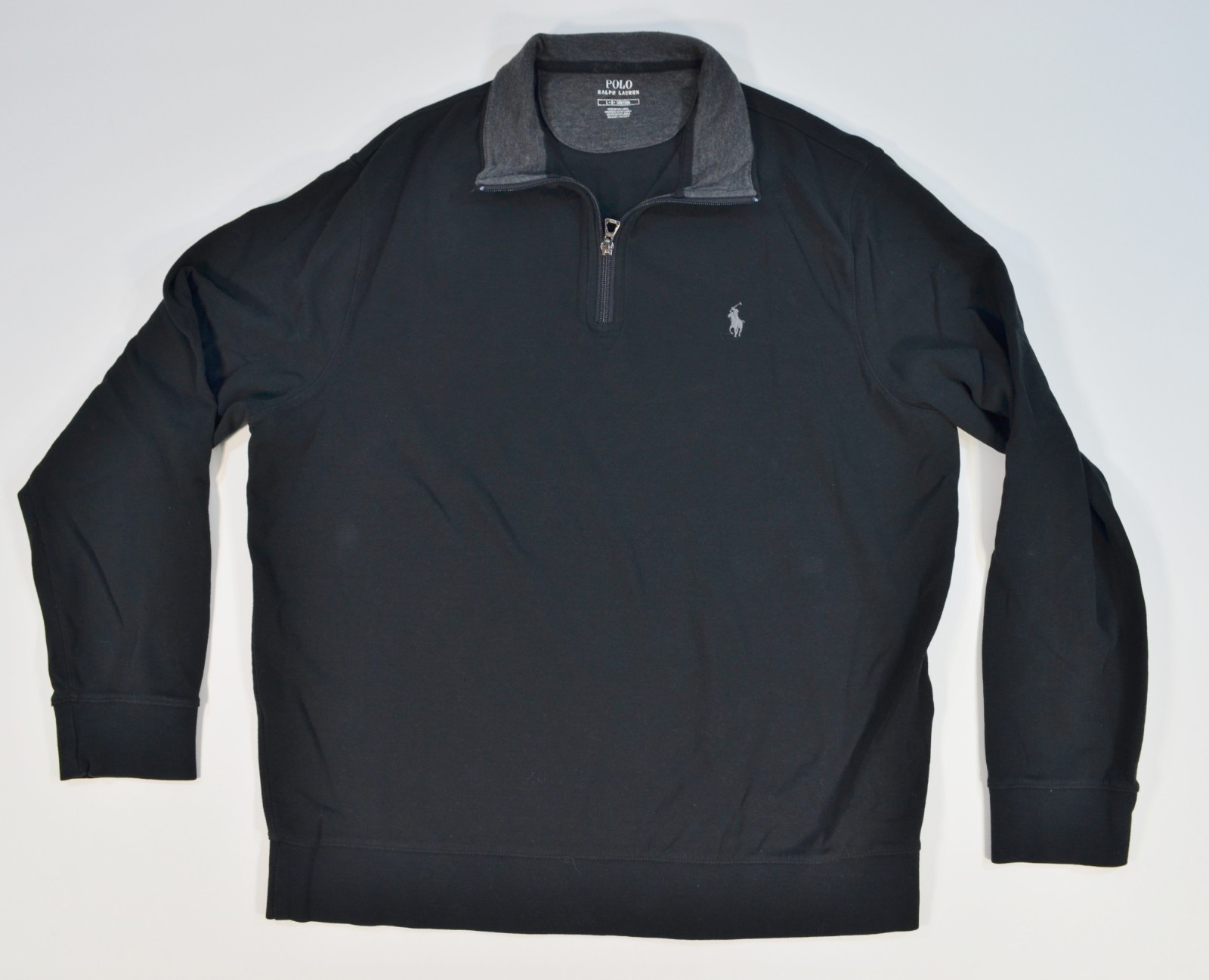 Polo Ralph Lauren Performance Fleece Black Pullover 1/4 Zip Sweater Men's Large