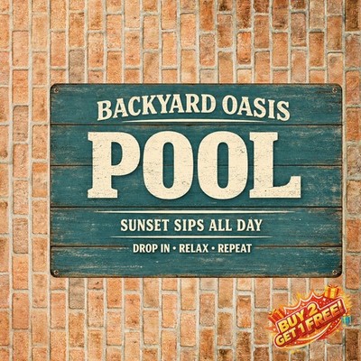 Pool Every Hour Is Happy Hour Custom Text 8x12 Personalized Metal Tin Sign