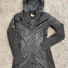 Athleta Black Quilted and Fleece Hooded Jacket XS