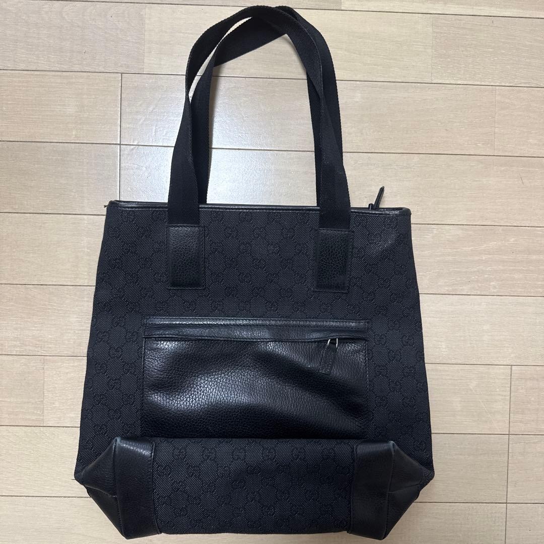 Gucci GG Canvas Leather Tote Bag Black Authentic Women's Fashion thumbnail 2