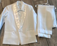 Lito Boys White Tuxedo Satin Trim 3pc Shirt Jacket  Pants Set USA Made Size 10