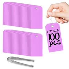100 Plastic Shipping Tags - Waterproof, 4 3/4" x 2 3/8", Light Purple