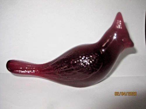 Vintage Fenton 5245RU Ruby Red Art Glass Cardinal Bird Figurine GLOWS