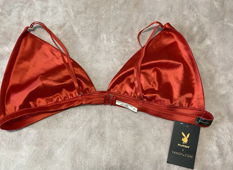 Juego de bragas + sujetador Playboy rojo 1X satinado 2 piezas niño estilo corto nuevo con etiquetas Foto 3 de 4