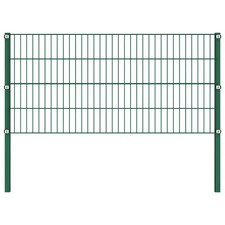WALPLUS Fence Panel with Posts Green Iron 176.5x80 cm Outdoor Garden Barrier