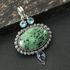Ruby Zoisite Amethyst Gemstone Handmade Pendant Jewelry For Unisex 2.4