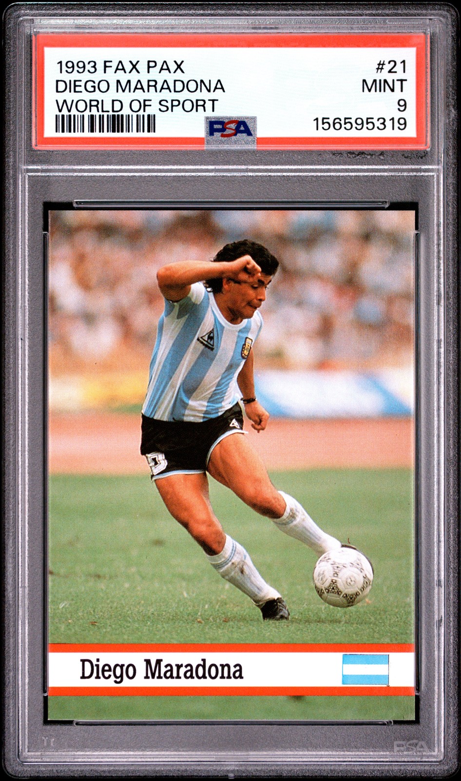 156595319 Diego Maradona 1993 Fax Pax World of Sport #21 PSA 9