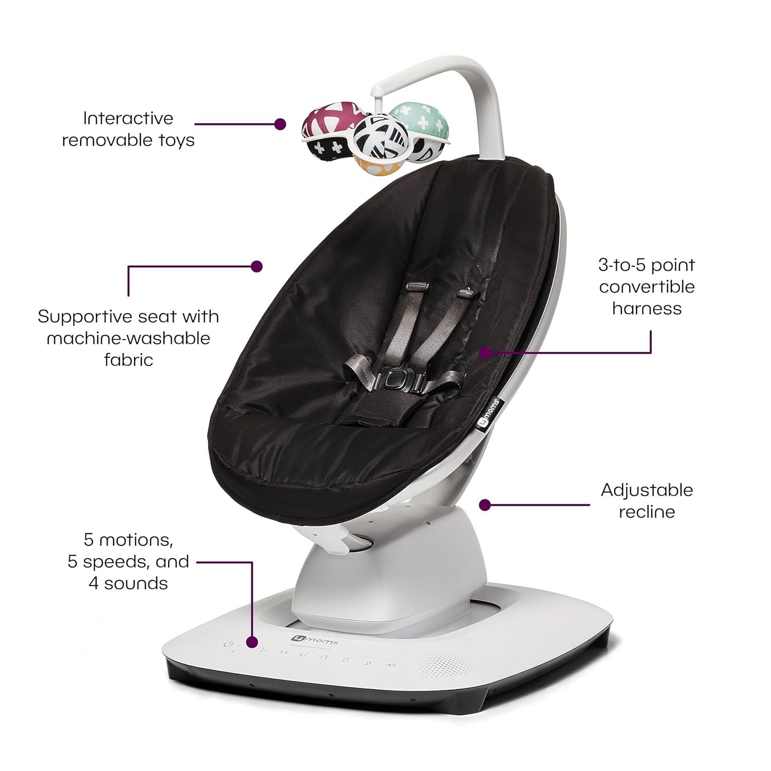 4moms MamaRoo 4011582 Multi-Motion Baby Swing Black Bluetooth Enabled Very Good