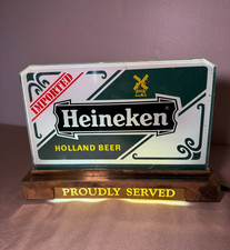 Vintage Heineken Lighted Beer Sign Imported Holland Bar Lamp Man Cave Decor