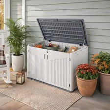 975L Plastic Storage Box Garden Outdoor Cushion Box Shed Lid Container Multibox