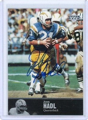 JOHN HADL 1997 Upper Deck LEGENDS FOOTBALL AL-112 Autograph *ON CARD AUTO